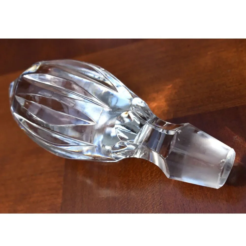 Vintage Lausitzer German Burgundy Cranberry Crystal Decanter with Topper